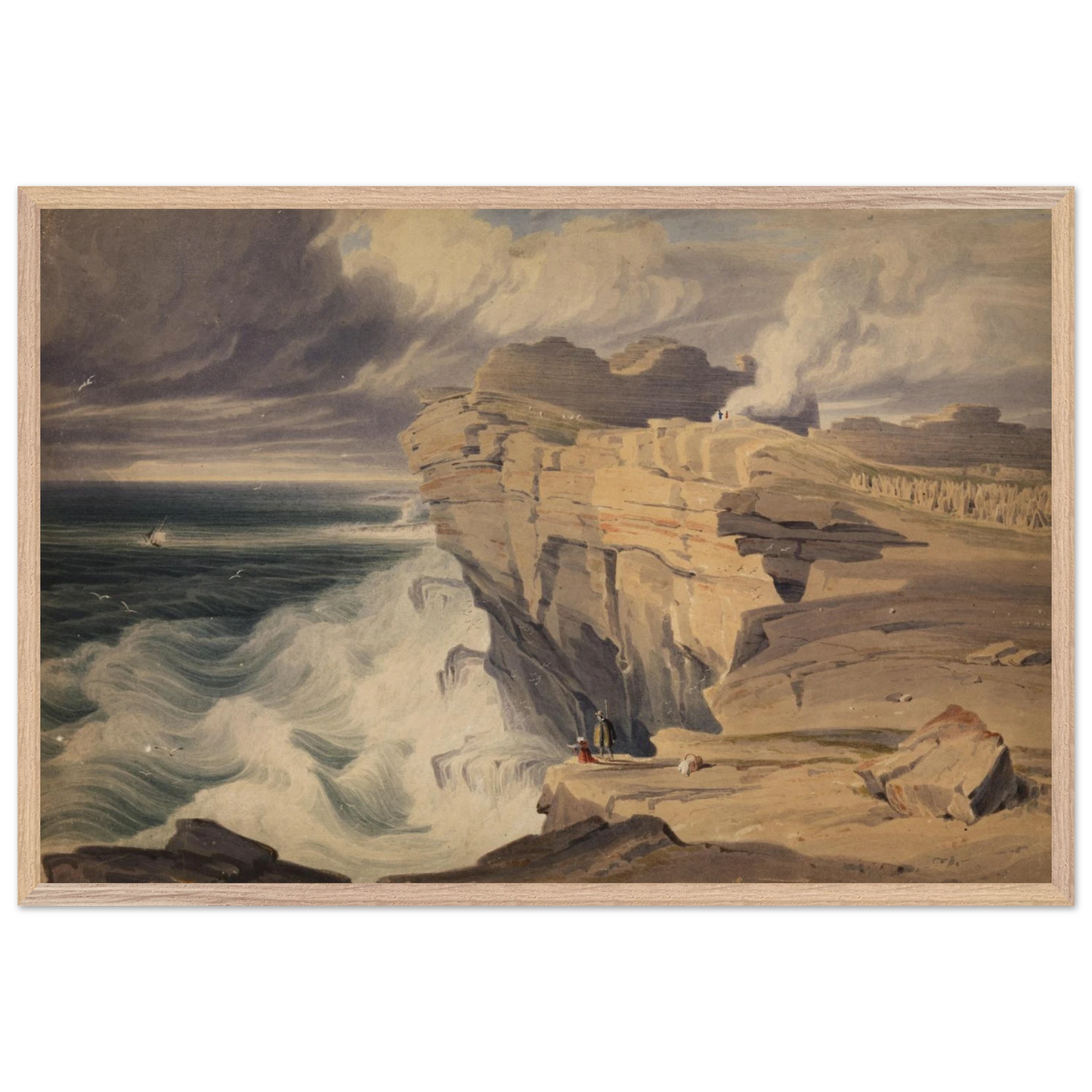 60×90 cm – Dún Aonghasa, Inis Mór by George Petrie – 60×90 cm natural wood frame museum-quality art print