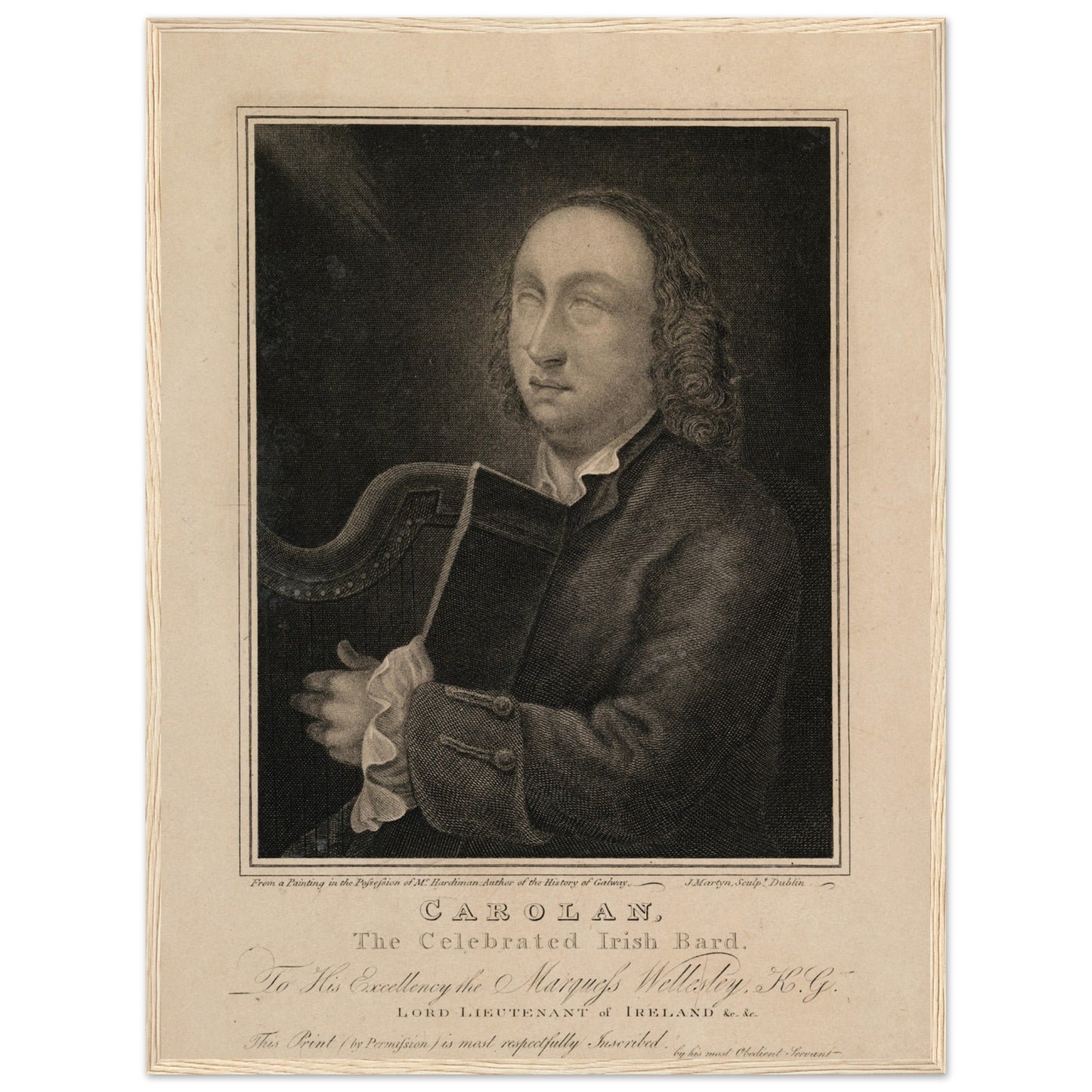 Turlough O'Carolan (1670-1738) Framed Print by John Martyn 60x80 cm / 24x32″ / Wood frame