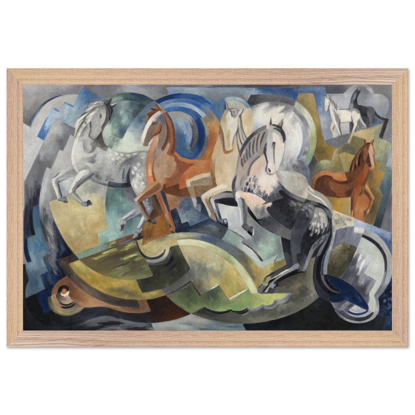 Achill Horses by Irish Artist Mainie Jellett Abstract Art Print 30x45 cm / 12x18″ / Wooden Framed Print / Wood frame
