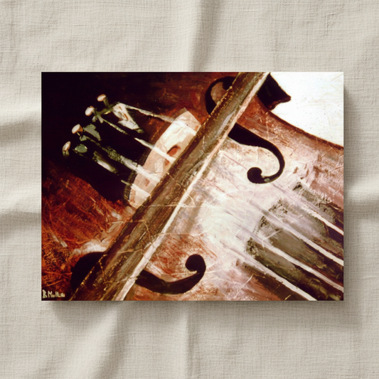 Irish fiddle and bow wall art unframed print on textured linen