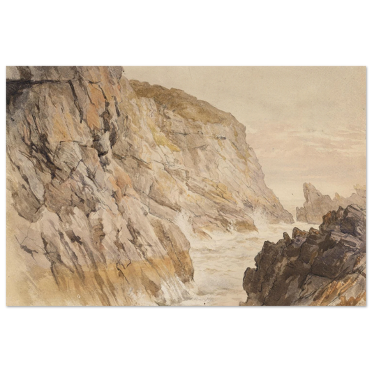 Framed print of Cliffs at Howth, County Dublin by Frederic William Burton – archival fine art print
