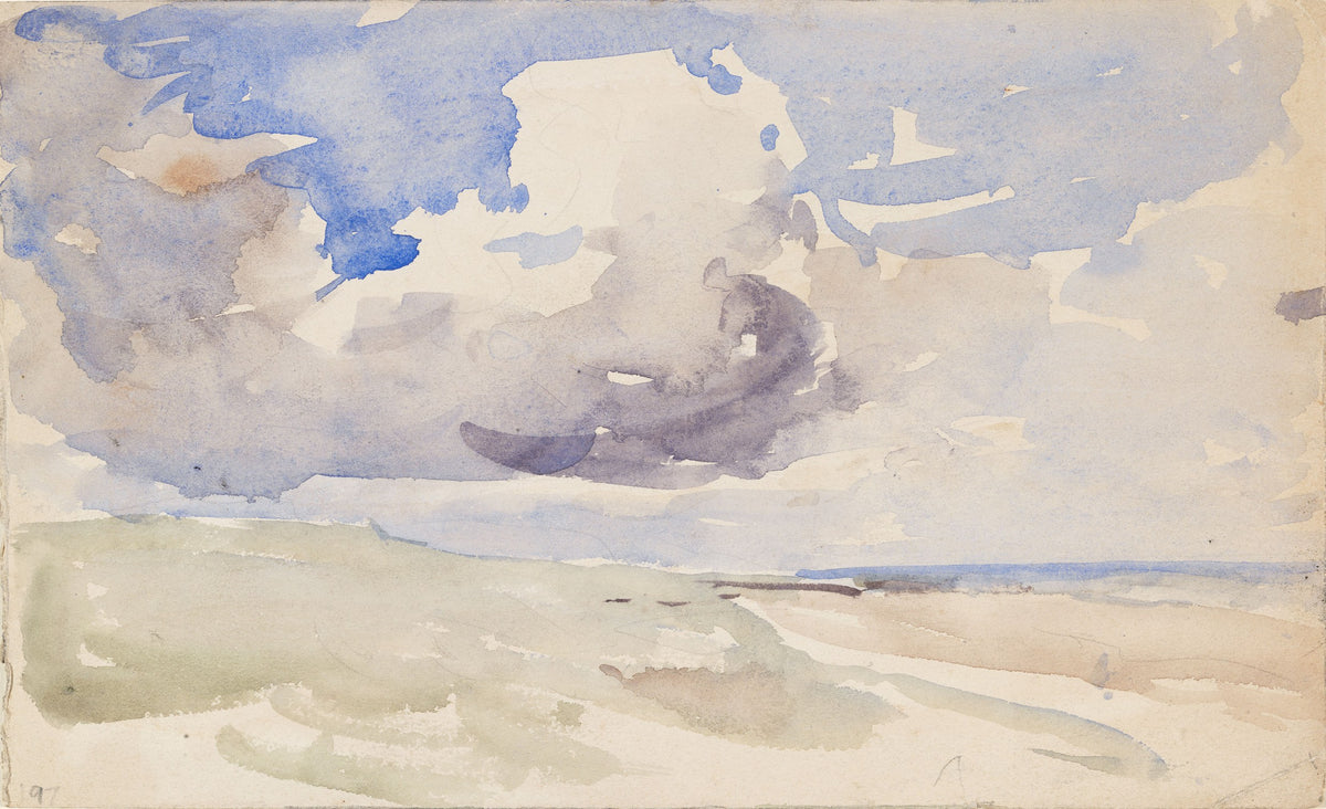 Low Clouds over a Beach, watercolour sketch by Nathaniel Hone the Younger