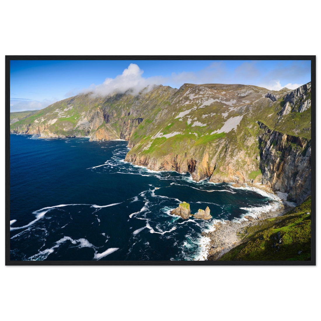 Framed landscape print of the Slieve League sea cliffs in County Donegal