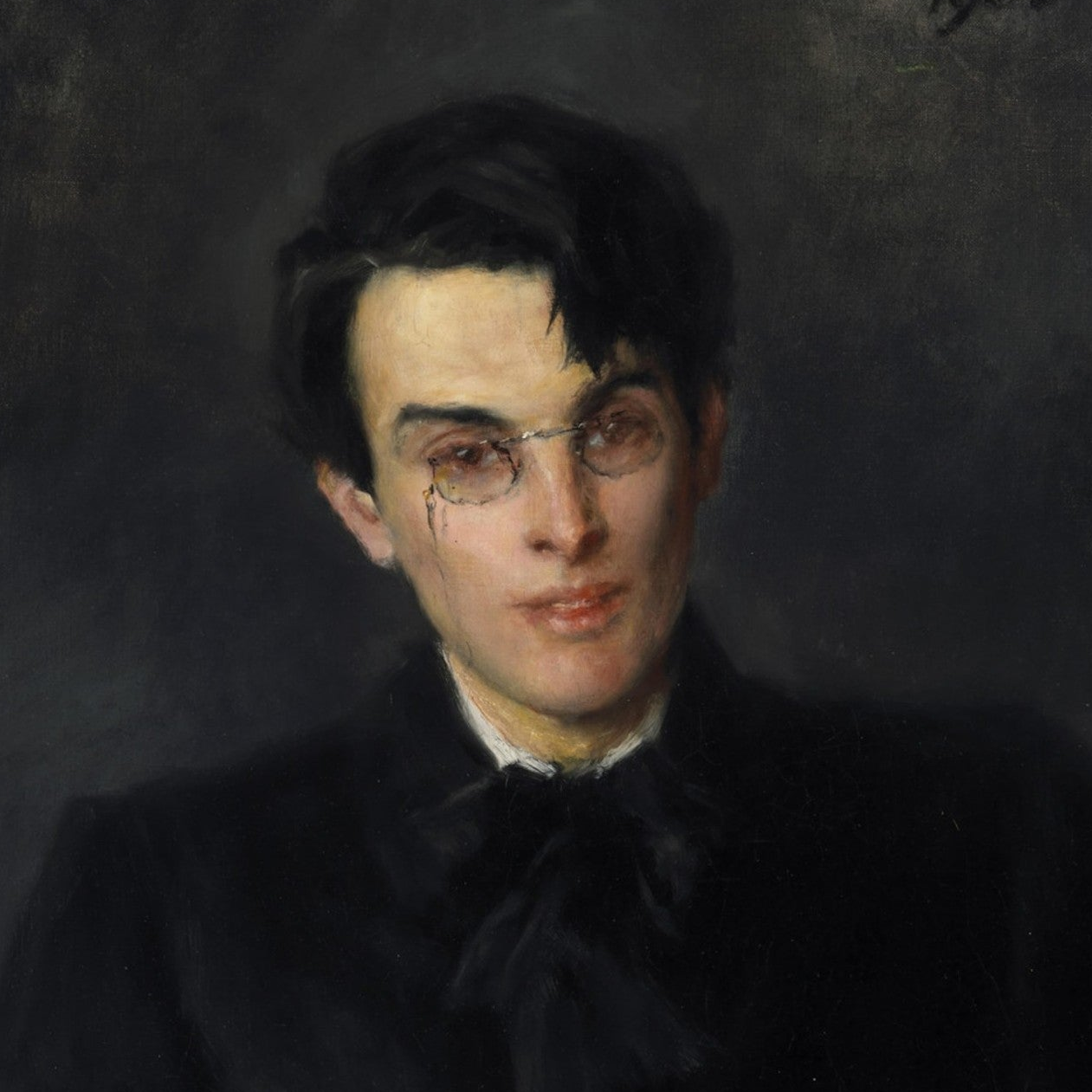 Portrait of W. B. Yeats by Irish artist John Butler Yeats, painted in a dark tonal palette with a contemplative expression.