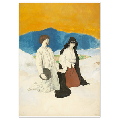 Study for The Western Wedding by William Orpen, full unframed print of the couple and mountain