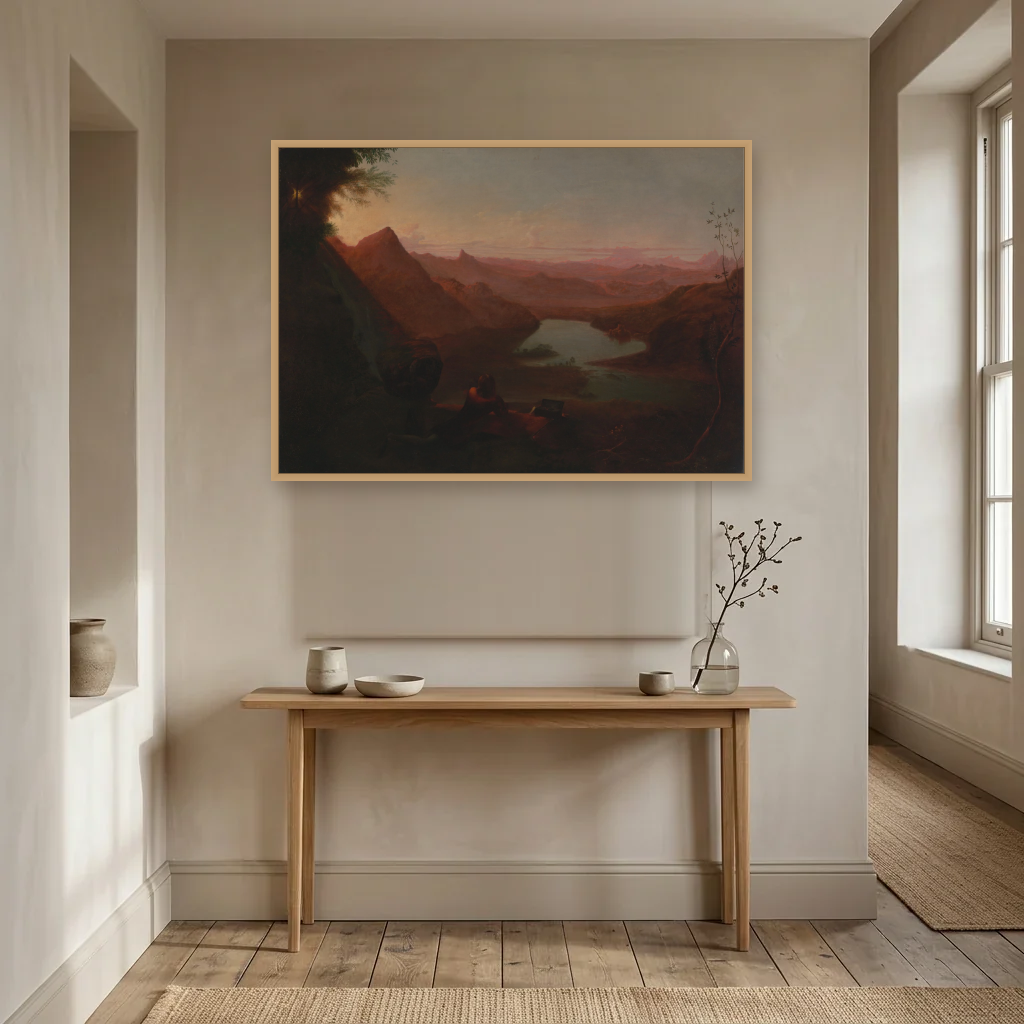 The Painter's Holiday art print, framed and hung in a hallway
