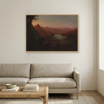 The Painter's Holiday art print, framed and hung in a living room