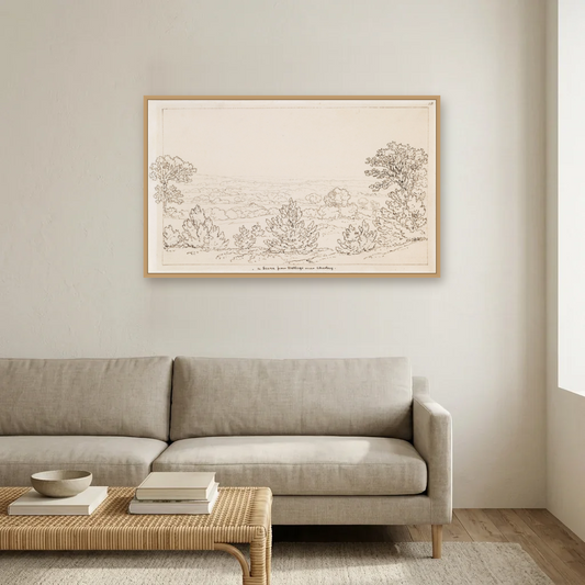 Chertsey, Surrey, from Botleys House art print, framed and hung in a living room