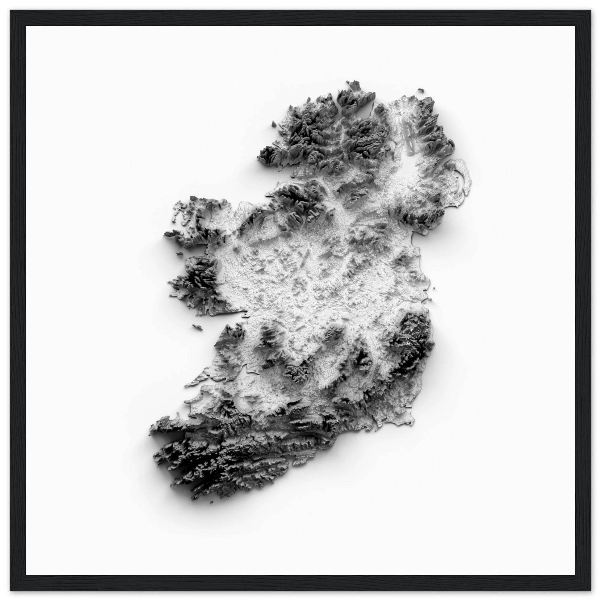 Explore the picturesque landscapes of Ireland with our stunning shaded relief map! This 3D illustration showcases the country's rolling hills, majestic mountains, and intricate coastlines in intricate detail.