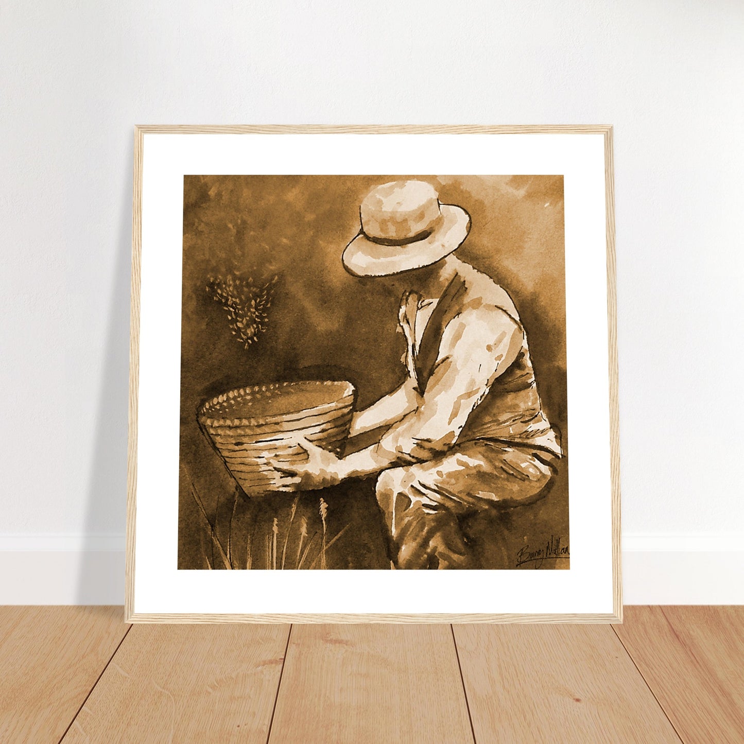 Capture the essence of Irish beekeeping with this stunning art print. Depicting the dedication and craftsmanship of beekeepers tending to buzzing hives. Perfect for beekeeping enthusiasts and admirers of age-old crafts.