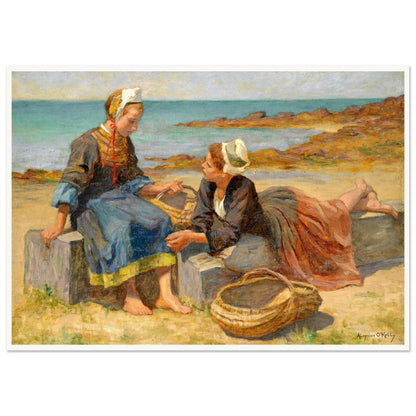 Breton Girls On a Beach By Irish Artist Aloysius O'Kelly Art Print (view 8)