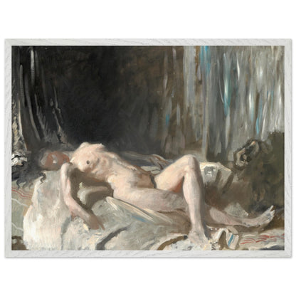 Reclining Female Figure by William Orpen in a pale grey-white frame, full view