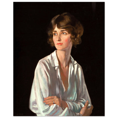 Lady Marriott by William Orpen unframed print, sitter looking left with arms folded