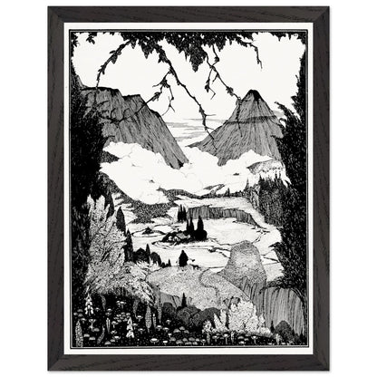 30×40 cm – Harry Clarke “Landor’s Cottage” framed art print in black frame, 30×40 cm