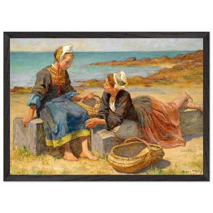 Breton Girls On a Beach By Irish Artist Aloysius O'Kelly Art Print (view 15)