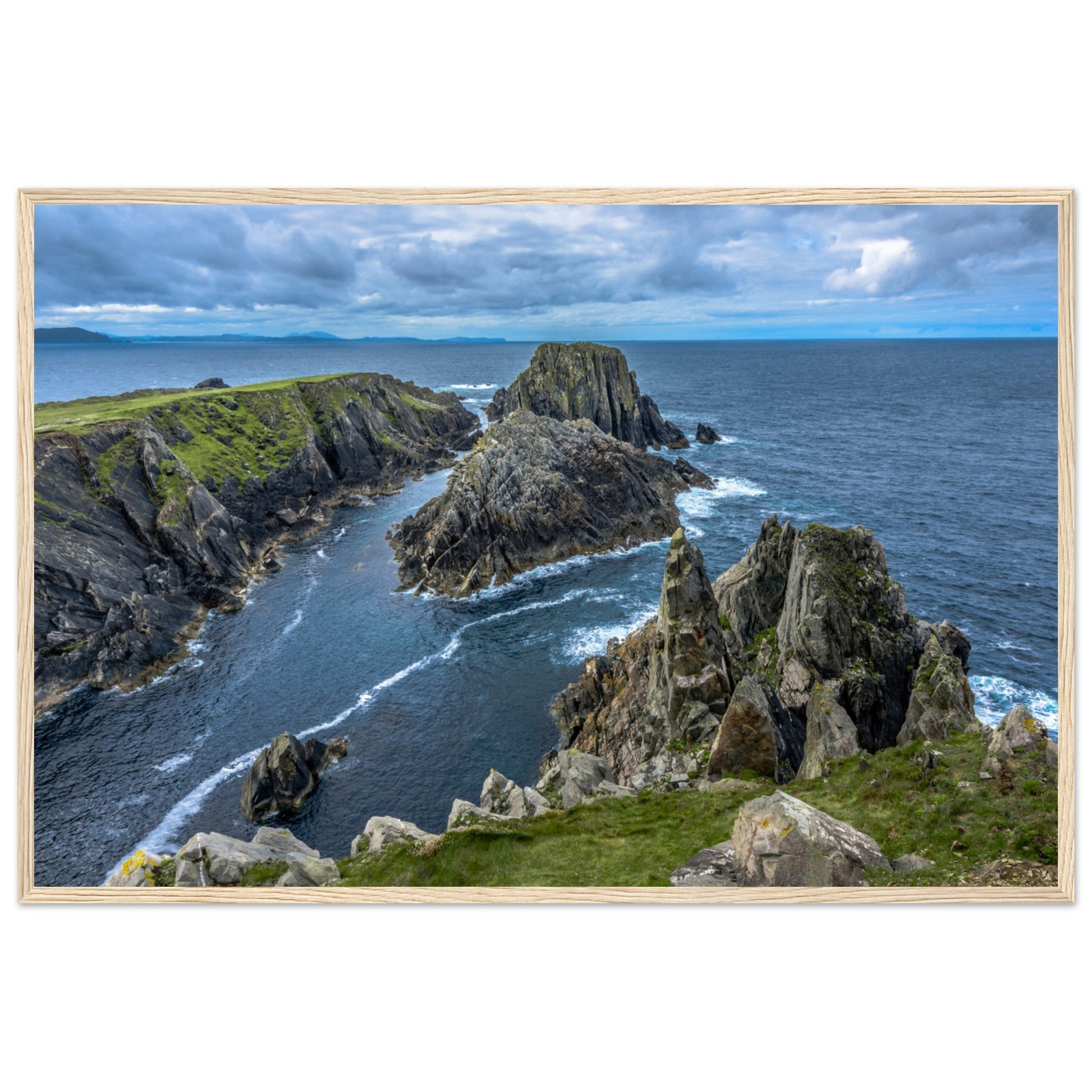 Captivating framed print showcasing the untamed beauty of Ireland's Inishowen Peninsula. Rugged cliffs, sweeping landscapes, and the raw allure of the Wild Atlantic Way.