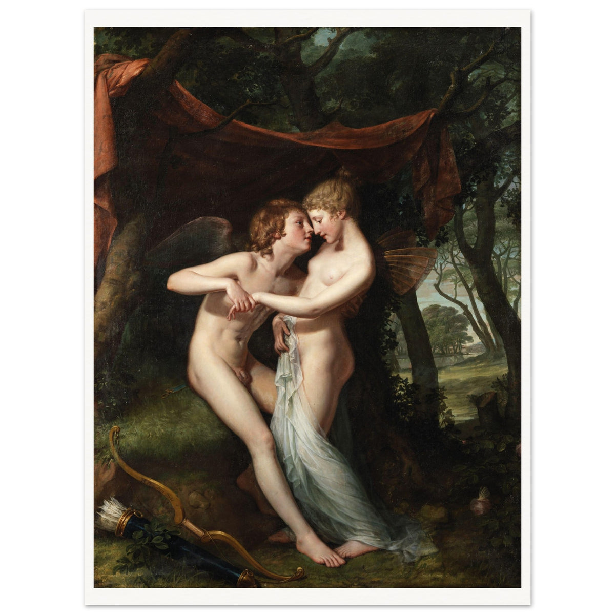 Cupid kissing Psyche in a woodland bower, Hugh Douglas Hamilton unframed print