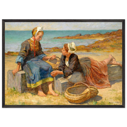 Breton Girls On a Beach By Irish Artist Aloysius O'Kelly Art Print (view 19)
