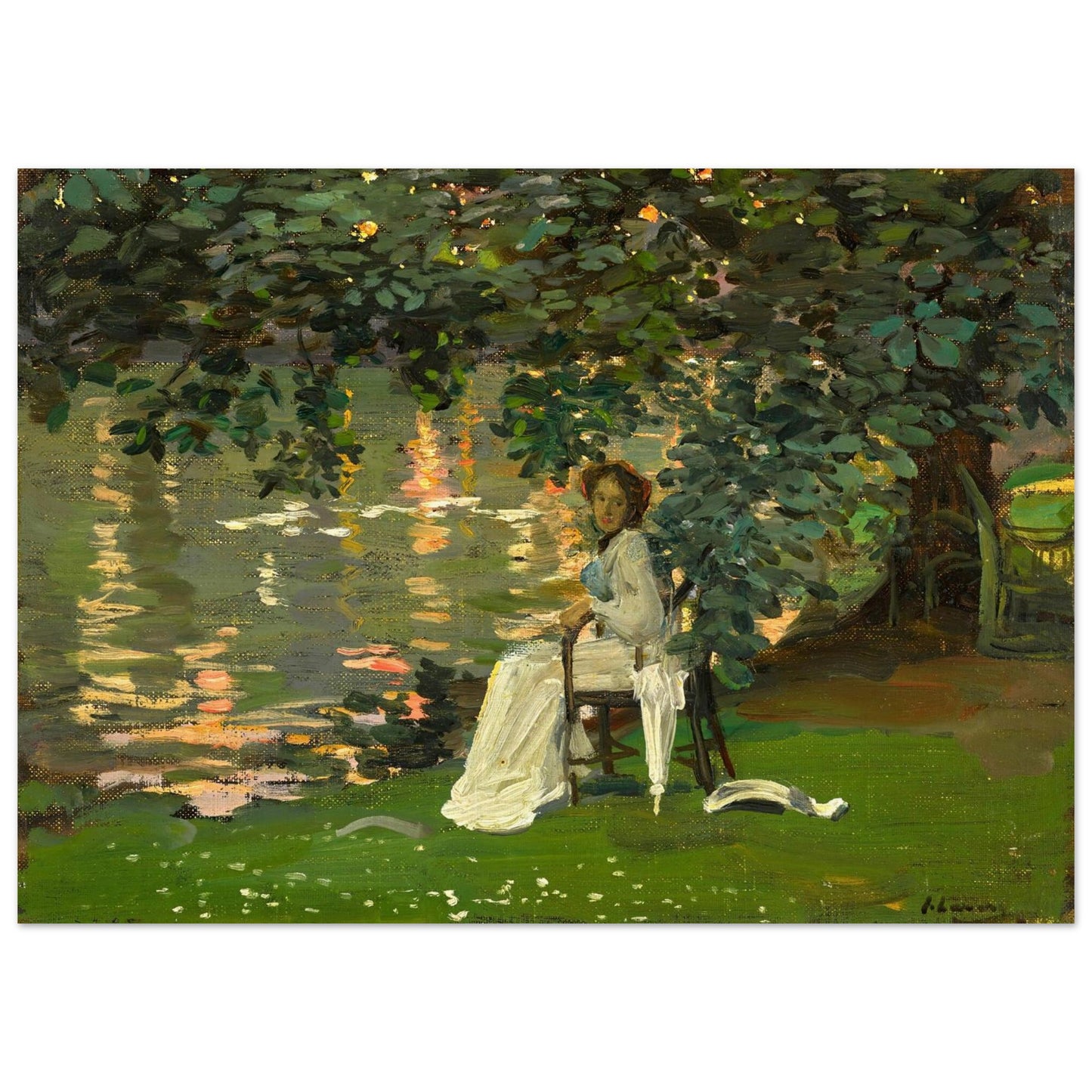 Under The Trees, Ranelagh by Irish Artist Sir John Lavery Art Print – size comparison view | Buy Irish Art