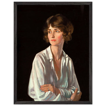 Portrait of Lady Marriott by William Orpen print in a thick black frame