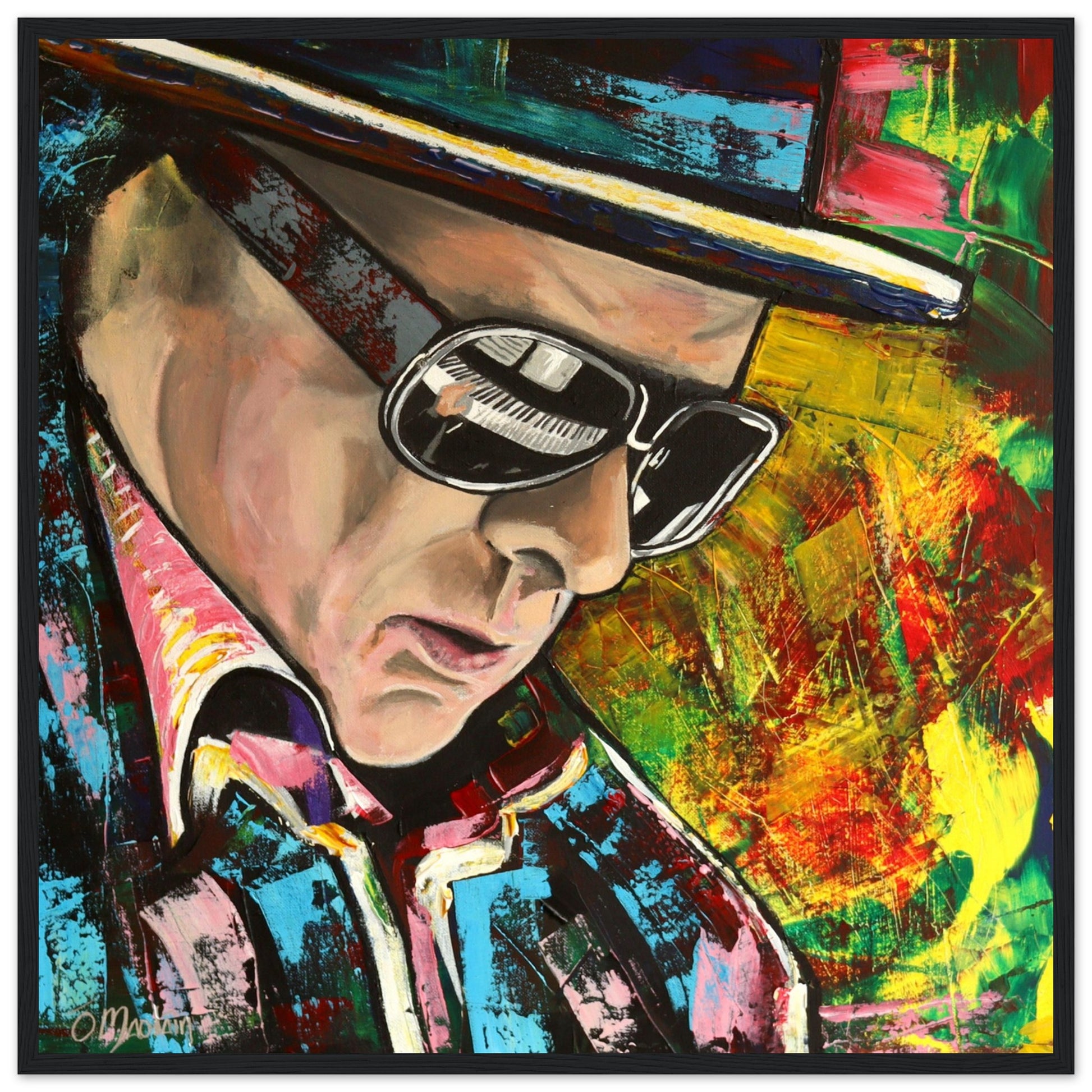 Van Morrison portrait art print by Irish Artist Mullan. Reflects his musical genius & poetic spirit. Tribute to Morrison's legacy, ideal for music & art enthusiasts.