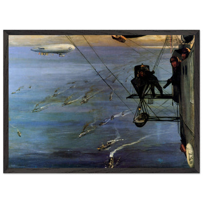 A Convoy, North Sea by John Lavery print in a thin black frame, straight-on view