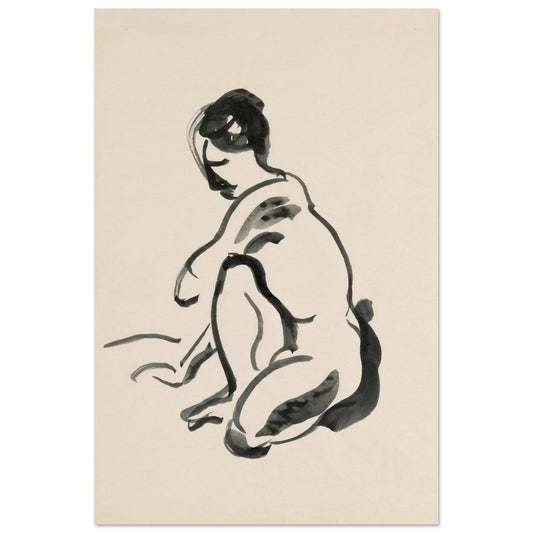 A Crouched Female Nude — Mainie Jellett | Irish Art Print – framed print close-up | Buy Irish Art