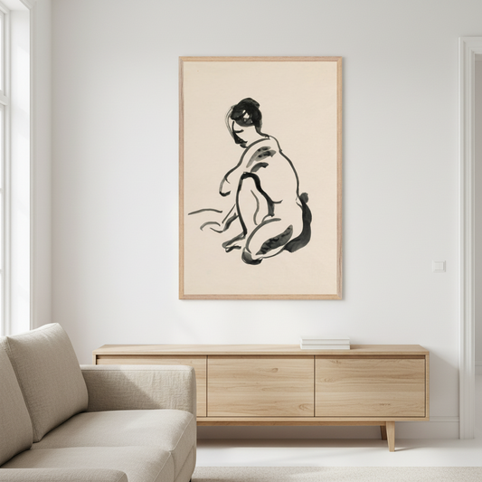 A Crouched Female Nude — Mainie Jellett | Irish Art Print – Irish wall art print | Buy Irish Art