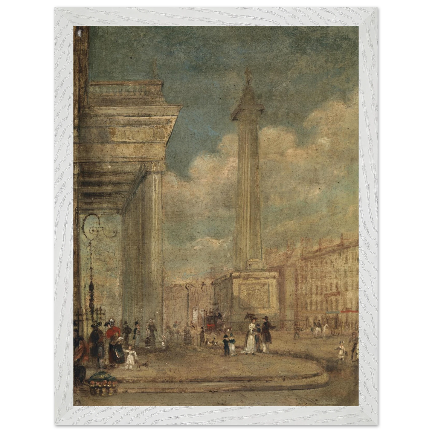 A View of O’Connell Street, Dublin by George Petrie framed in a white FSC wood frame, 30×40 cm.