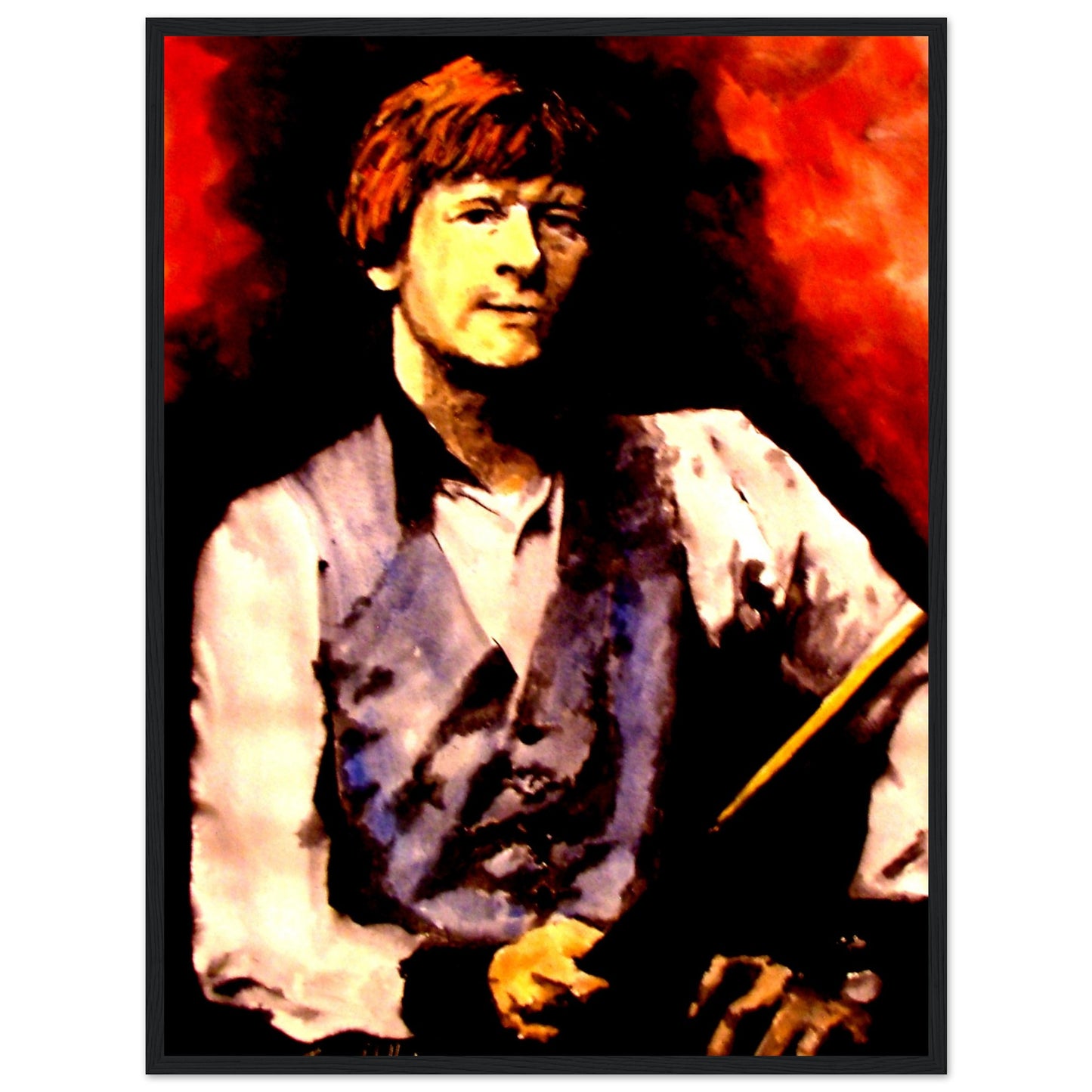 Framed art print of Alex Higgins, World Snooker Champion, by Belfast-born artist B. Mullan. This detailed artwork captures Higgins' legacy, making it perfect for homes, offices, or sports-themed spaces. A tribute to a Northern Irish snooker legend.