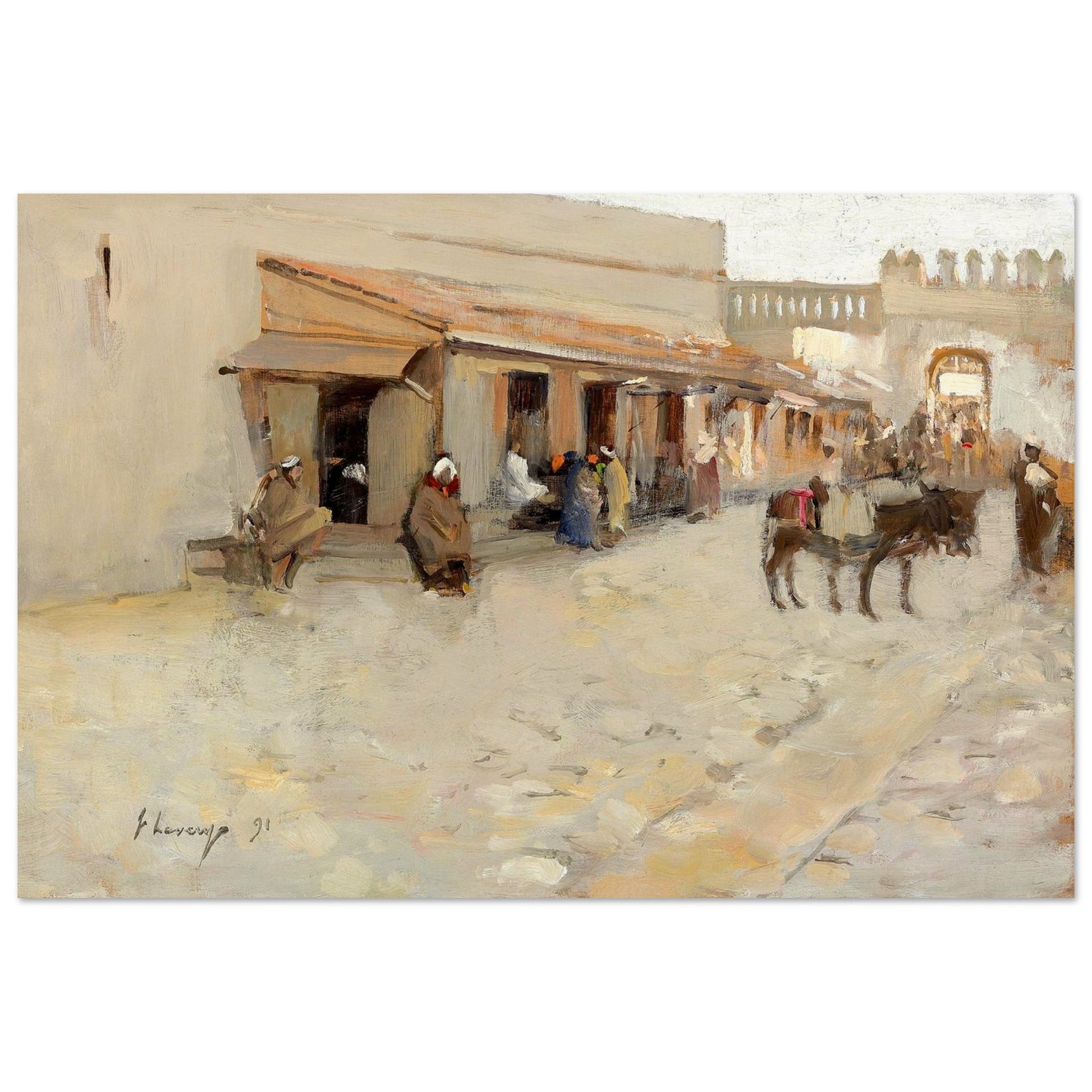 El Asha (1891) by Sir John Lavery, 30×45 cm unframed archival matte fine art print of Tangier street scene