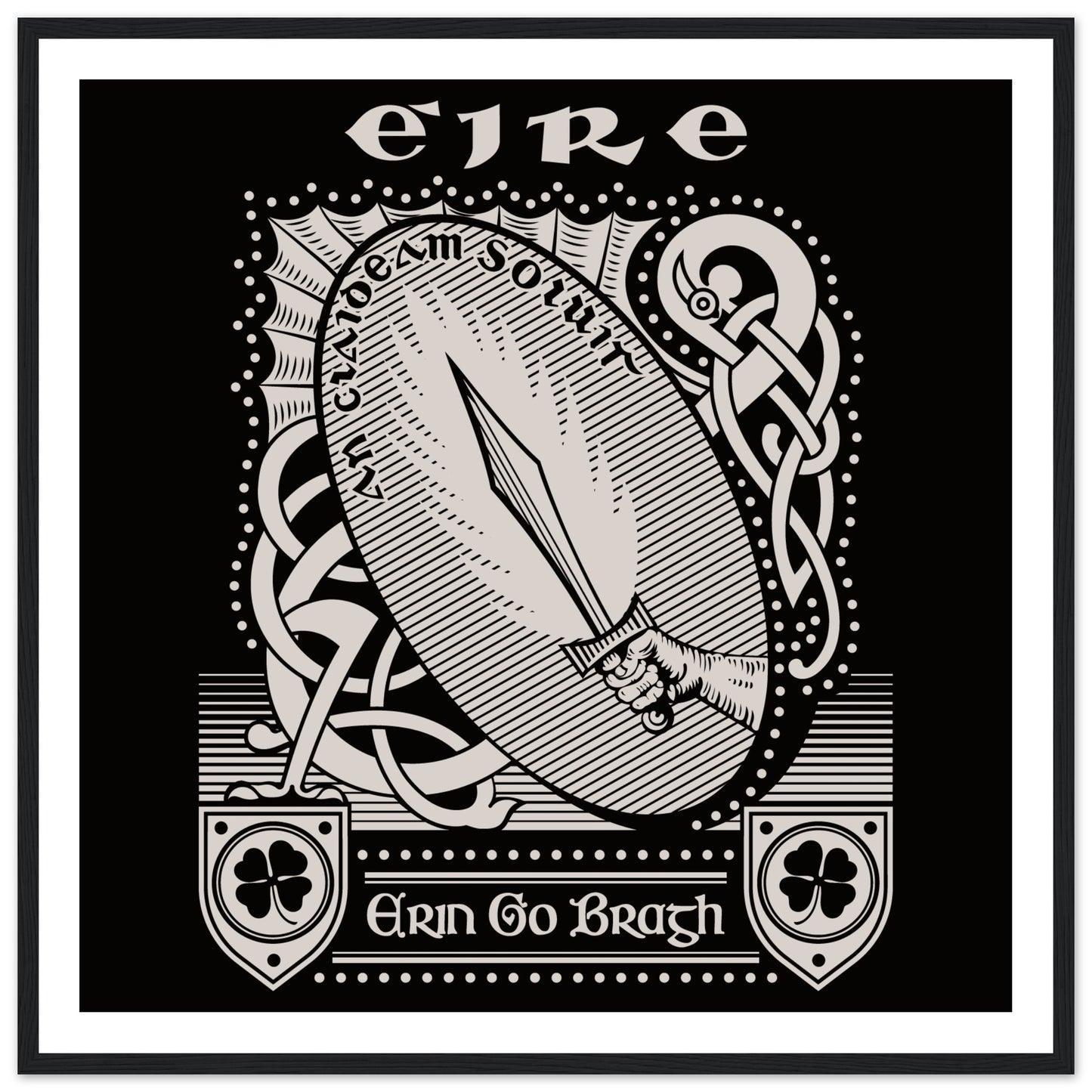 Framed Erin Go Bragh – “Ireland Forever” art print on 200 gsm matte paper, celebrating Irish heritage and culture.