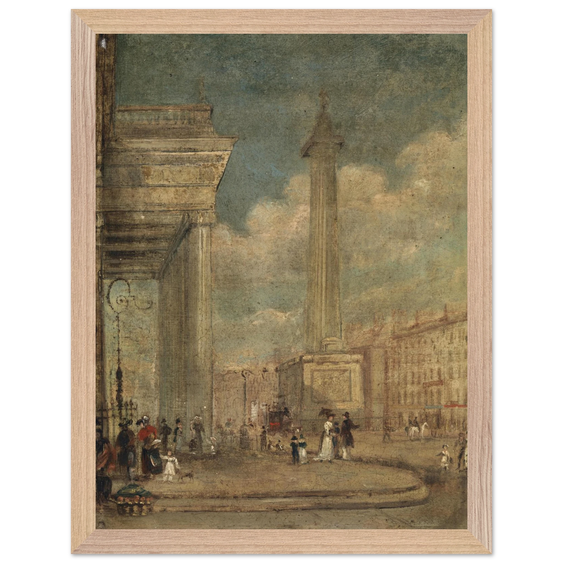 George Petrie’s A View of O’Connell Street in a natural oak or ash FSC wood frame, 30×40 cm.