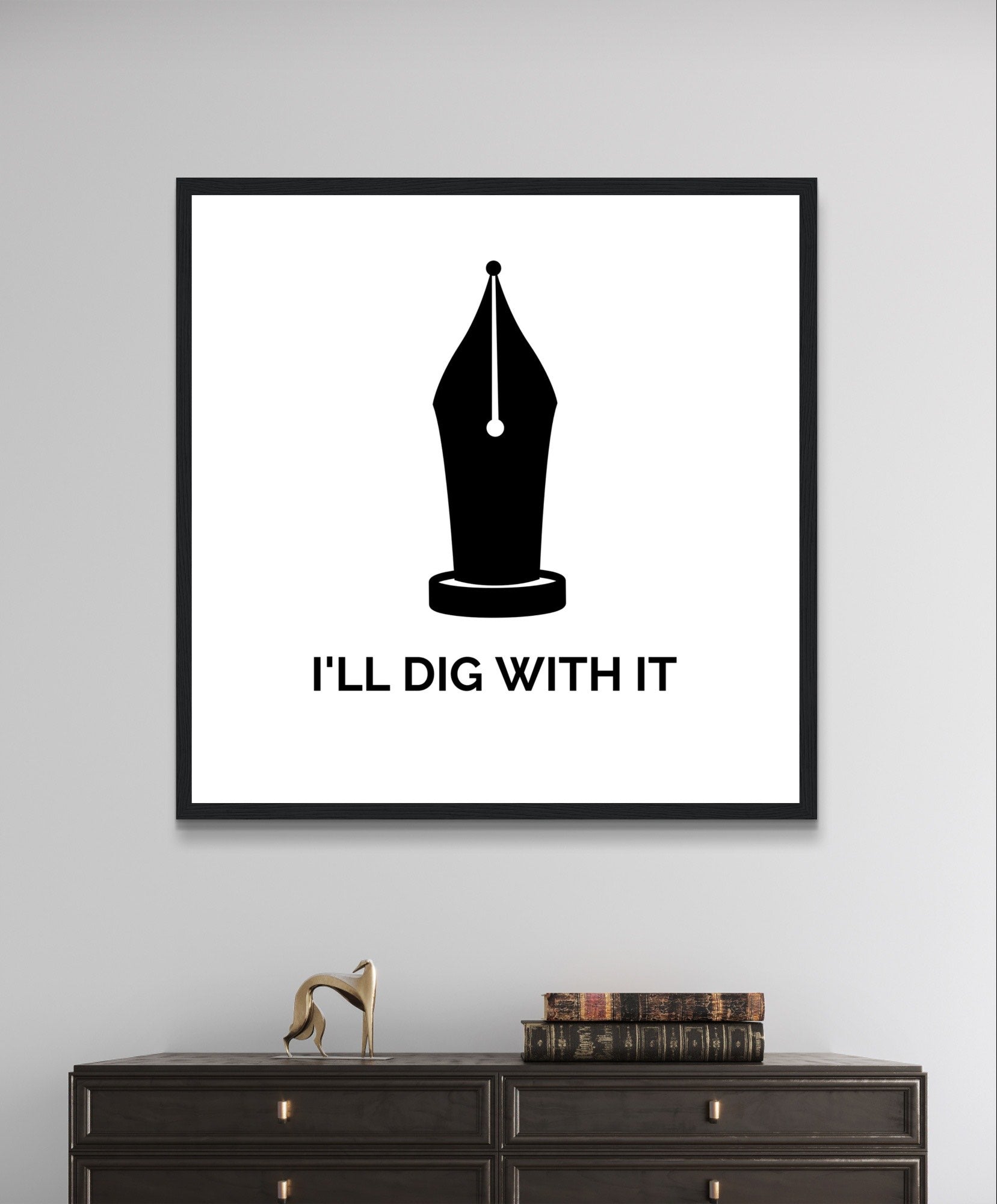 Framed wall art print featuring Seamus Heaney quote 'I'll Dig With It', celebrating Irish literary heritage and poetic inspiration.