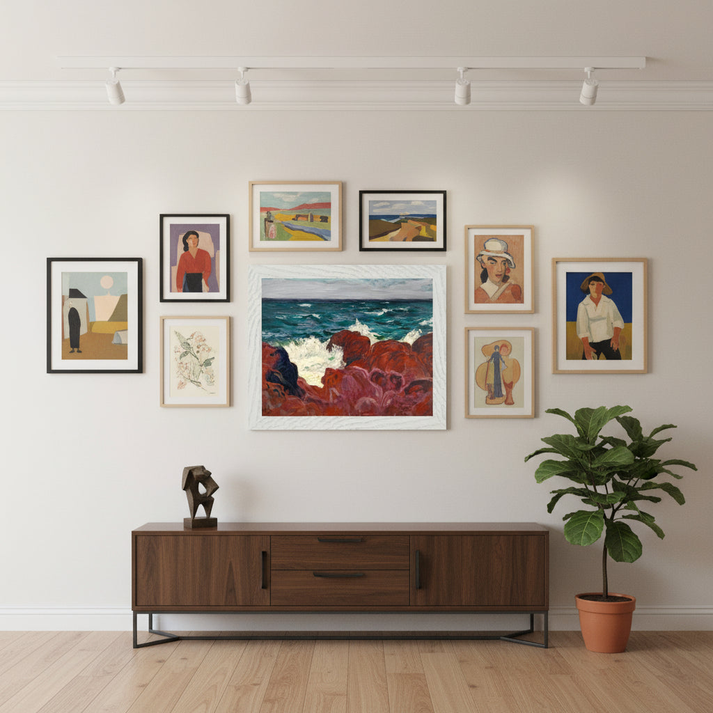 Irish Artist Roderic O'Conor Art Print displayed in a curated gallery wall of Irish modernist works, clean layout, balanced composition, premium interior styling.