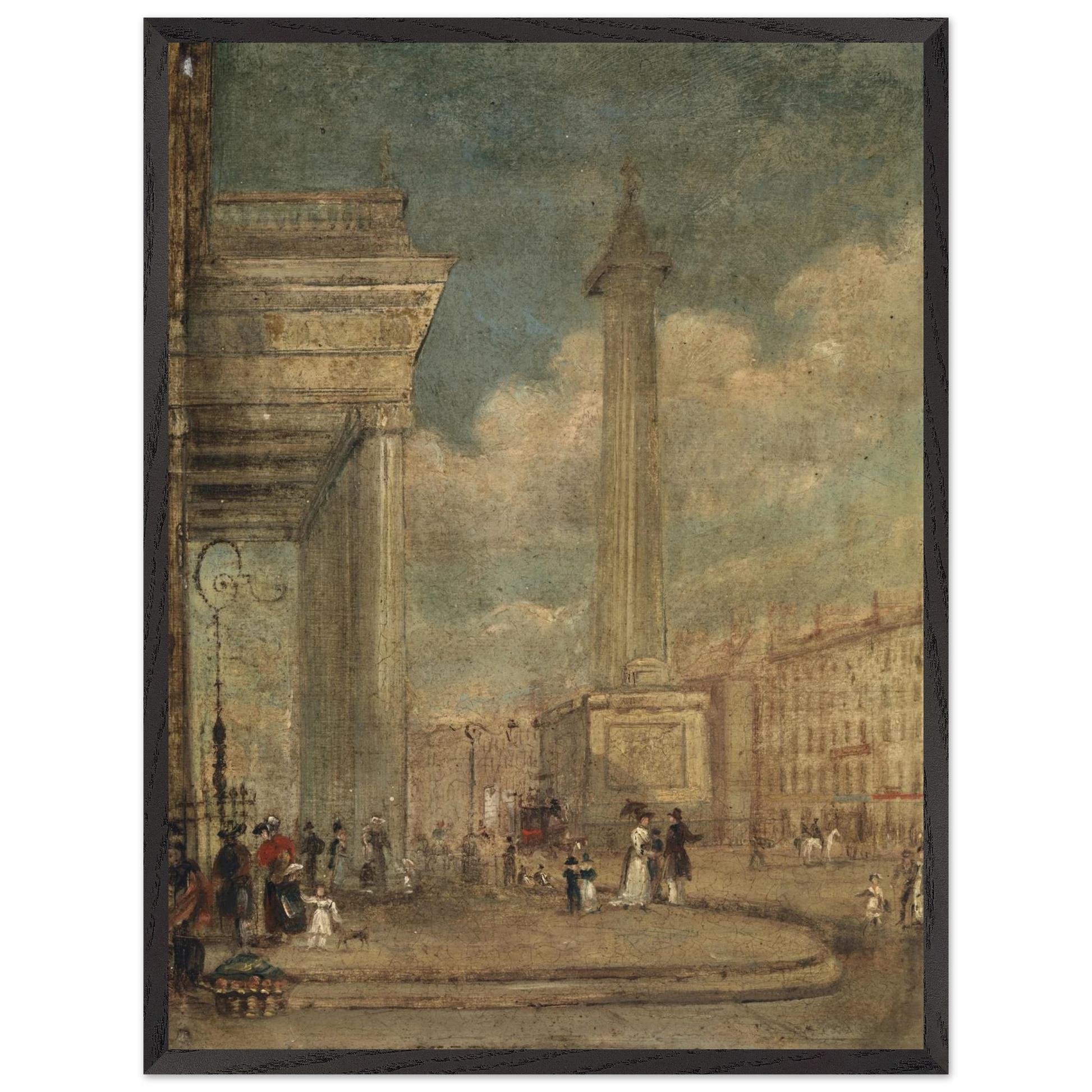 Large 60×80 cm framed print of A View of O’Connell Street, Dublin by George Petrie in a white wood frame.