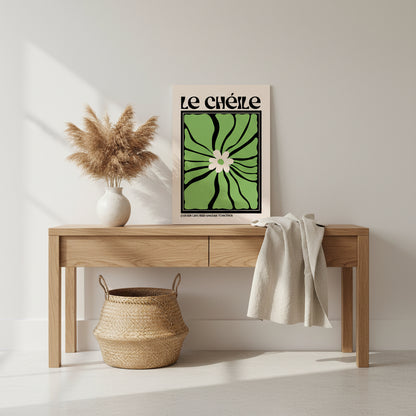 A3 Le Chéile print unframed in modern hallway, oak console table, natural textures, airy interior