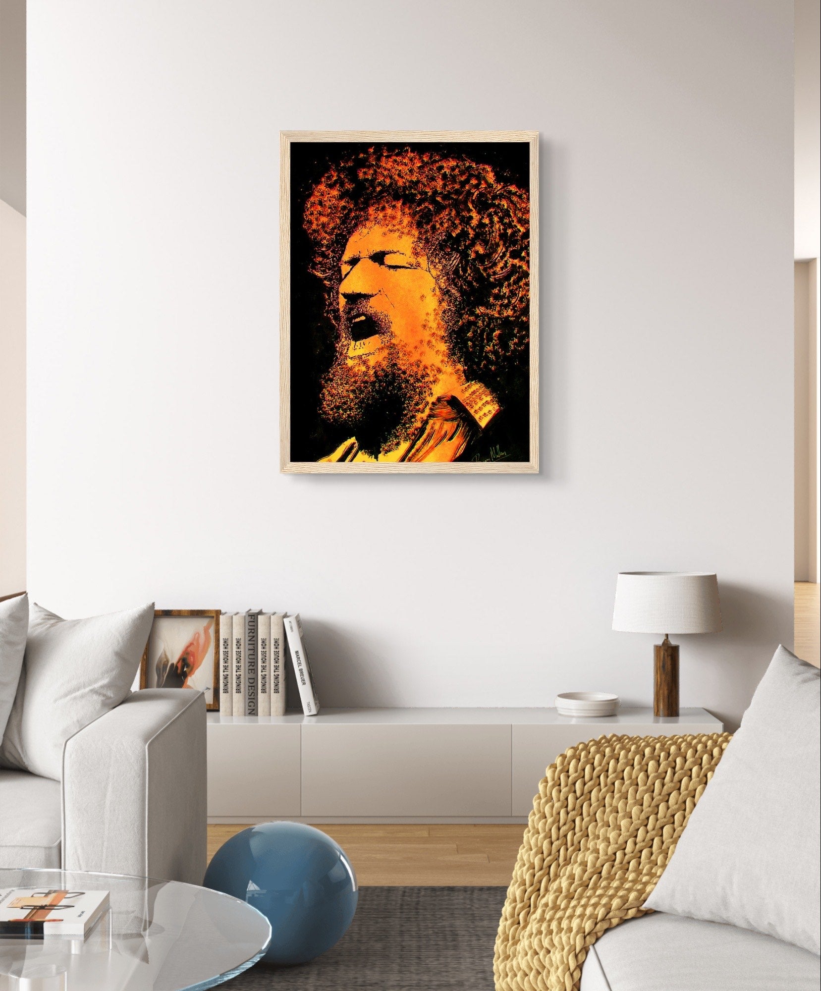 Luke Kelly Art Print featuring iconic Dubliners member, honoring his folk music legacy with 'Raglan Road' and 'Grace'. Created by Irish artist B. Mullan.