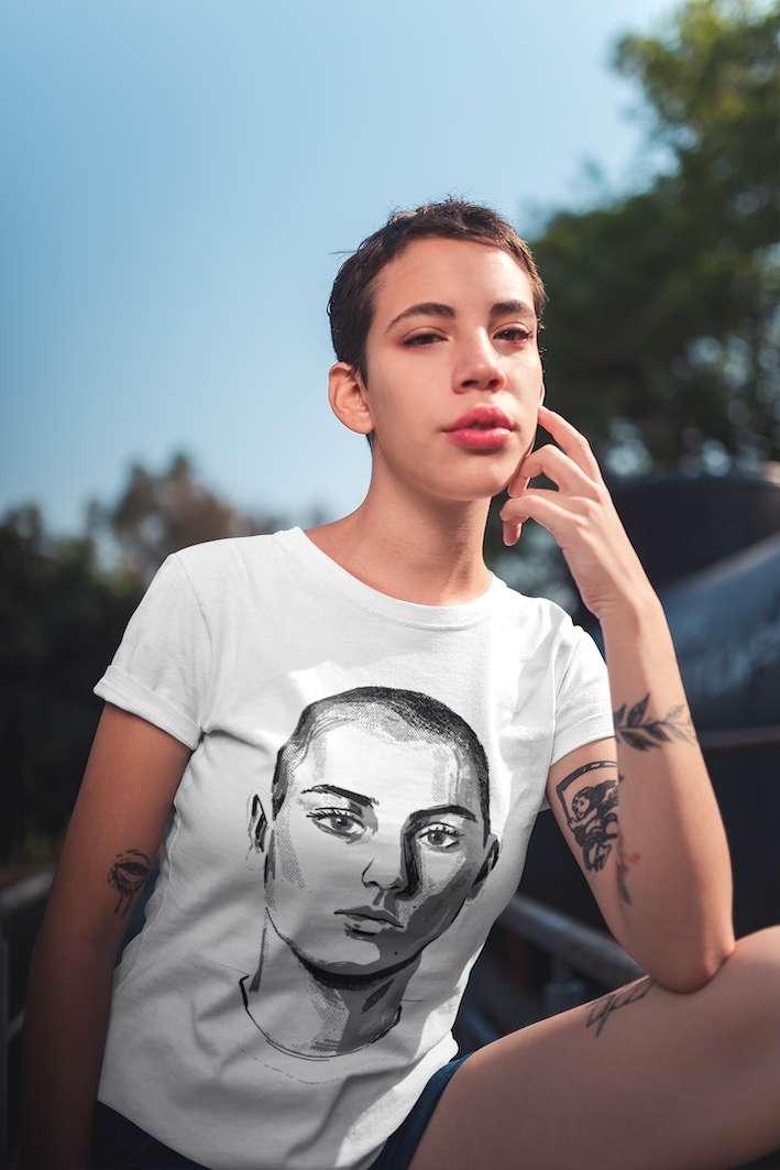 Sinead O'Connor Vintage-Inspired T-Shirt, Retro Music Tee celebrating the Irish singer and protest icon. Timeless artistry captured in this unisex tee, available in various sizes for fans.