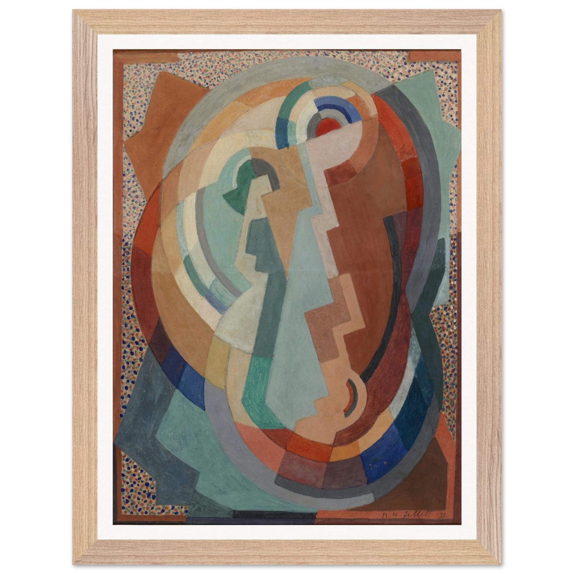 The Virgin and Child by Mainie Jellett – natural wood framed Irish Modernism print