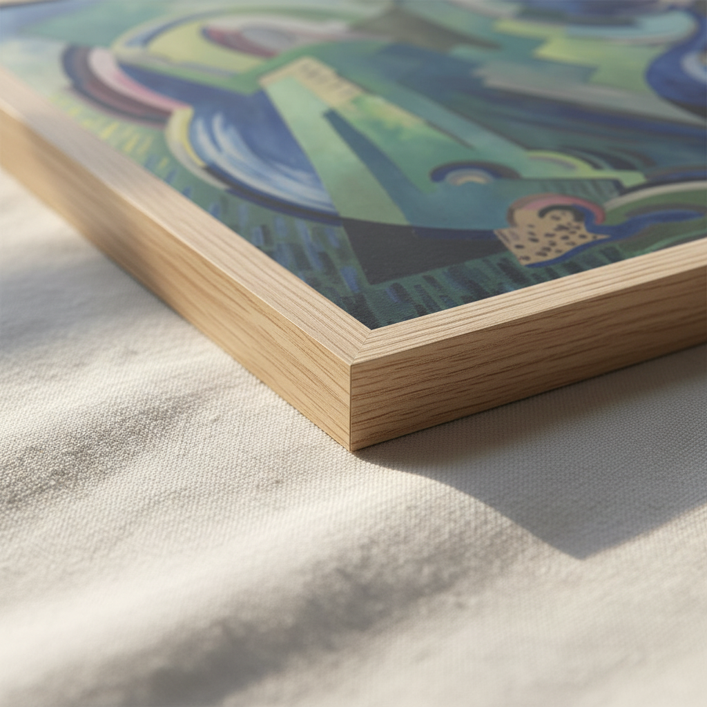 The Virgin of Éire by Mainie Jellett – framed print detail showing solid oak frame with shatterproof glazing