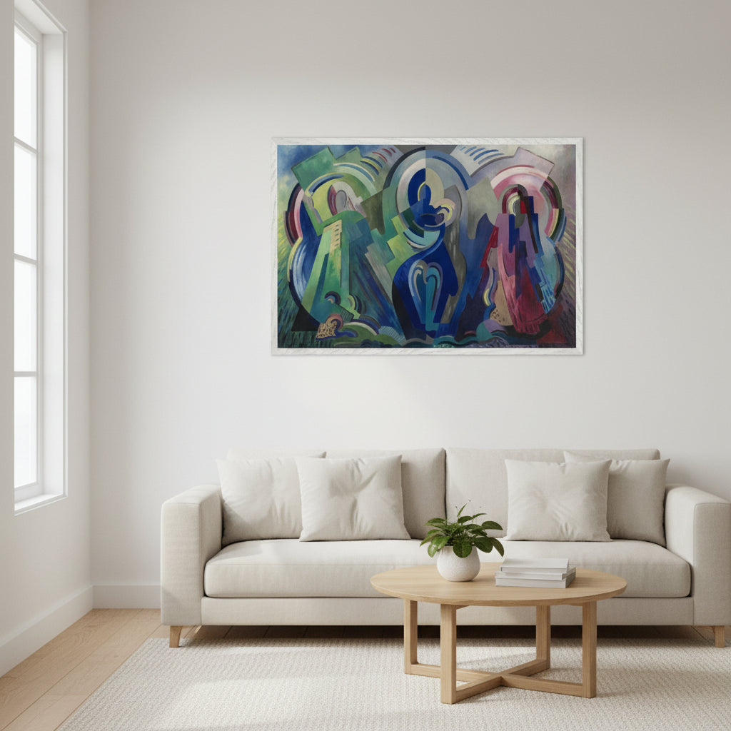 The Virgin of Éire by Mainie Jellett – white framed print in a bright contemporary living space