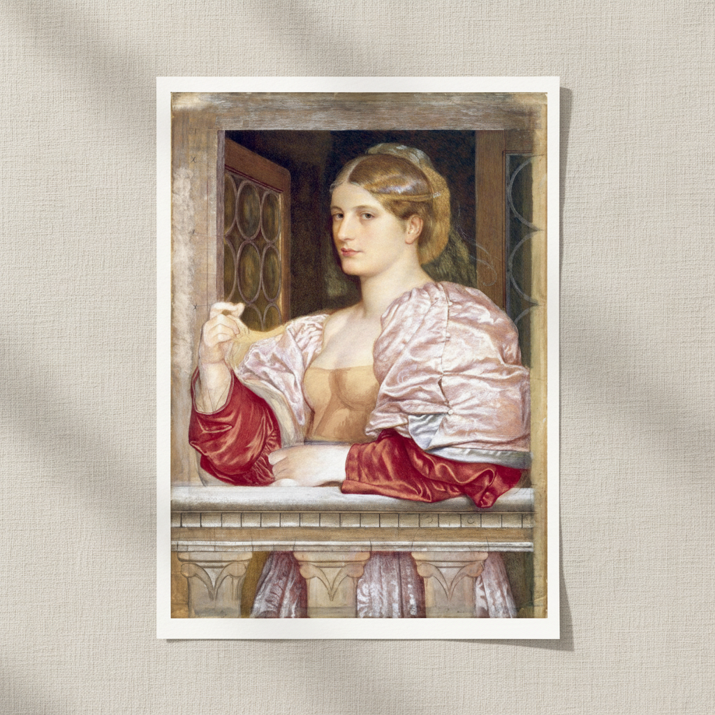 A Venetian Lady by Frederic William Burton unframed print on a linen background