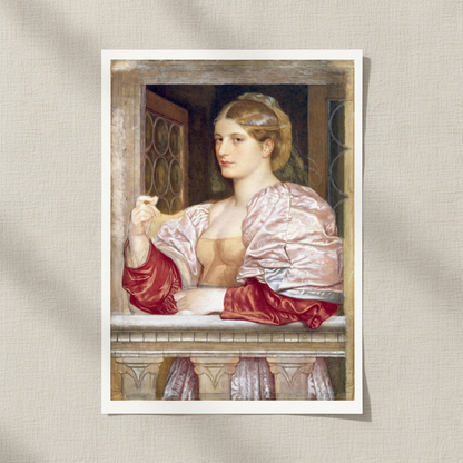 A Venetian Lady by Frederic William Burton unframed print on a linen background