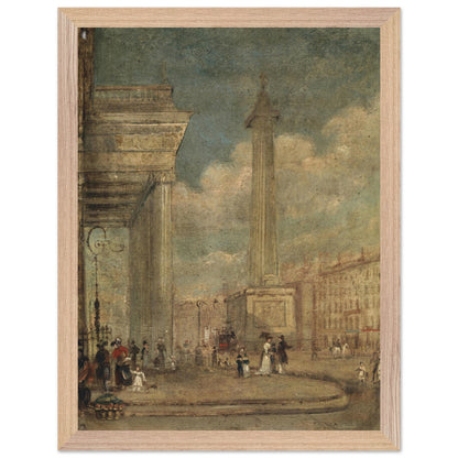 A View of O'Connell Street by George Petrie in a pale oak frame with a thin mount
