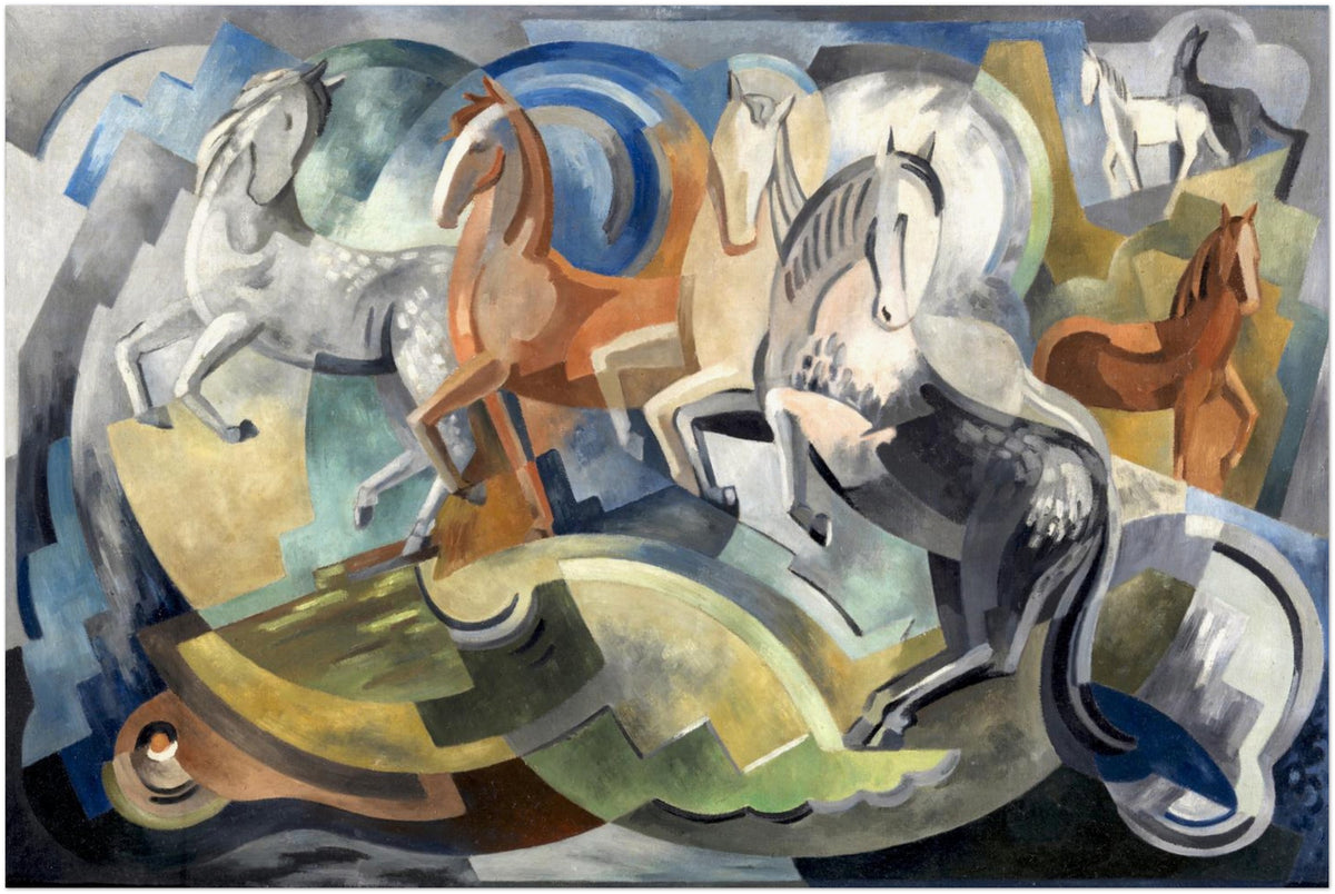 Achill Horses by Mainie Jellett, 1941, unframed print with a white border