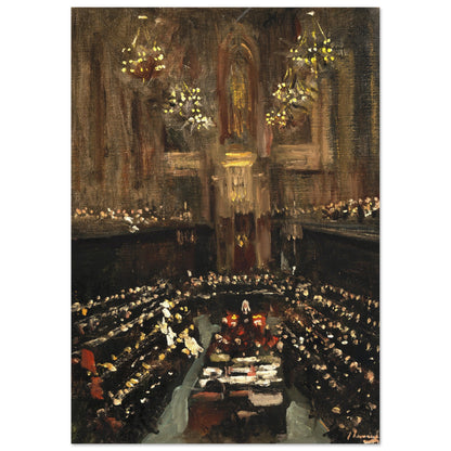 Unframed print of Sir John Lavery's Irish Treaty Ratification showing the House of Lords chamber