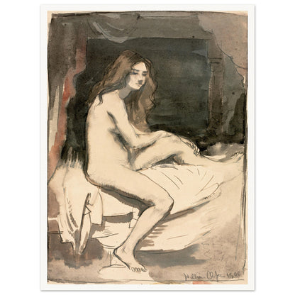 Seated female nude study by William Orpen, in a white frame, alternate size