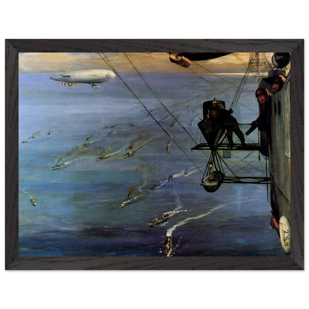 A Convoy, North Sea by John Lavery print in a black frame