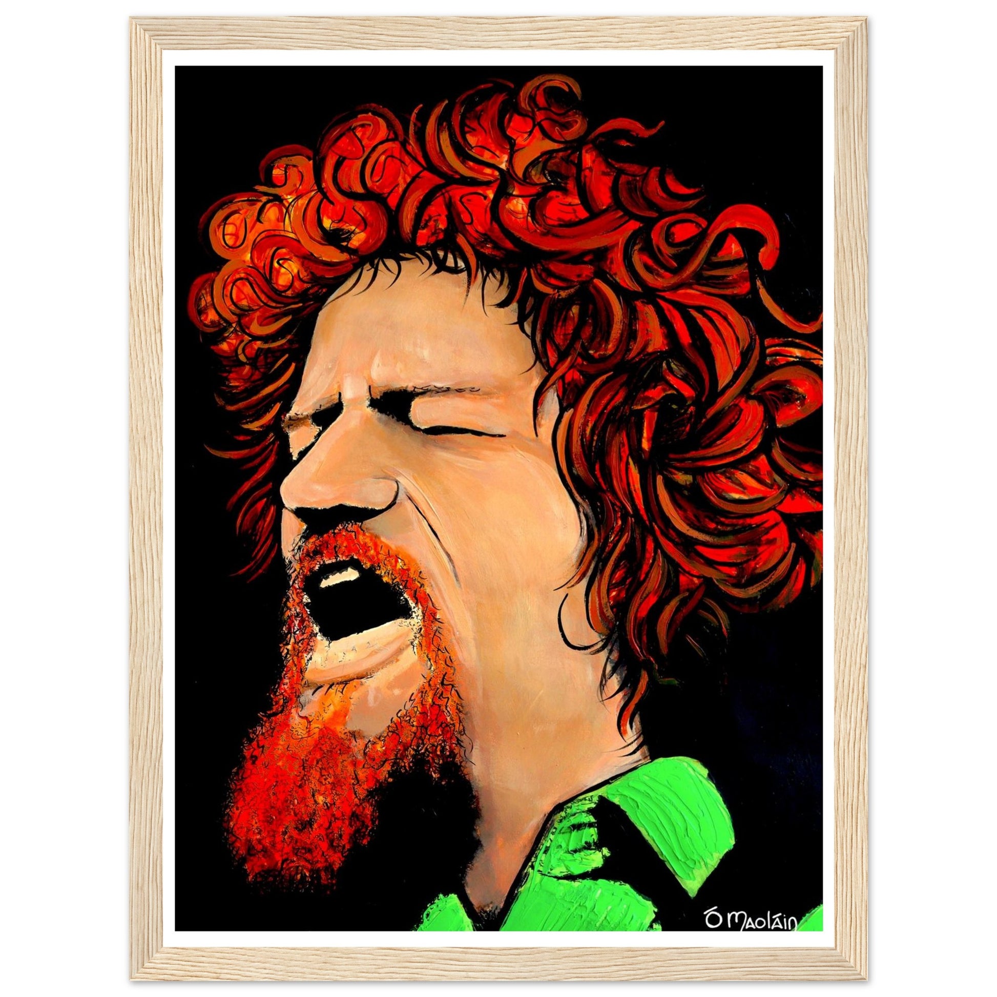 Working Class Hero is an open edition giclee print by Irish artist Ó Maoláin. This art print depicts Luke Kelly who was an Irish singer, folk musician and actor from Dublin, Ireland. Born into a working-class household in Dublin city, Kelly moved to England in his late teens and by his early 20s had become involved in a folk music revival. Buy Irish Art